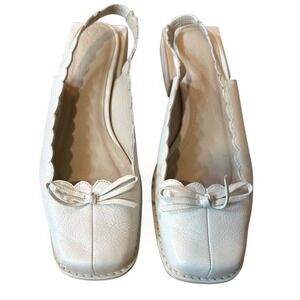 Canella Origen Leather Slingback Heels Square Toe Bow 39